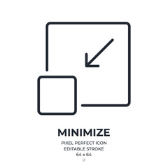 Wall Mural - Minimize editable stroke outline icon isolated on white background flat vector illustration. Pixel perfect. 64 x 64.