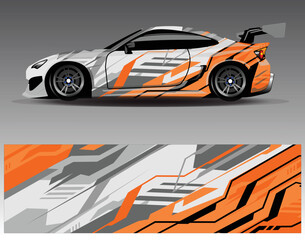 Car wrap design vector. Graphic abstract stripe racing background kit designs for wrap vehicle  race car  rally  adventure and livery