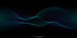 © korkeng - Vector abstract technology background wavy dot particles pattern and binary code texture background by blue green light on black for banner in concept digital, technology, big data, computer, science.