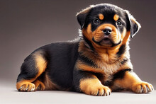 Picture Of Cute Rottweiler Dog Puppy In Studio Setting