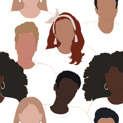 Wall Mural - Seamless pattern of diverse people. Flat modern vector illustration.