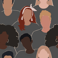 Wall Mural - Seamless pattern of diverse people. Flat modern vector illustration.