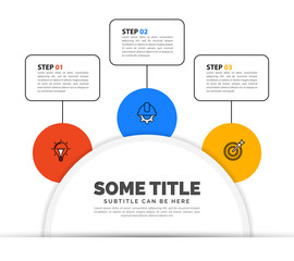 Infographic template. Semicircle with 3 steps and text