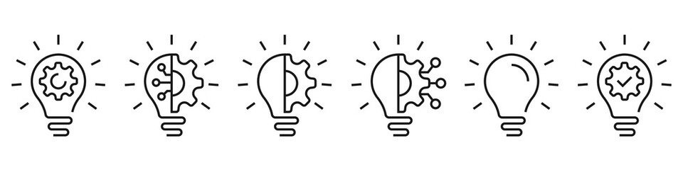 Poster - innovation icon set. light bulb - idea symbol. innovation editable stroke icons collection. vector
