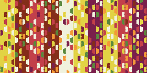Leinwandbilder - Multi-colored texture tile from columns of different colors. Hexagons divided into two parts, colored texture tiles. For print and stylish decor, seamless pattern and textures.