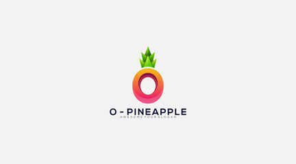 Vector illustration Letter O pineapple logo design
