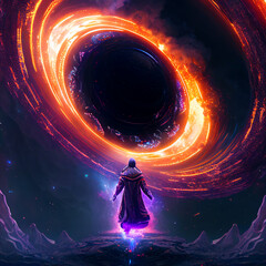 Canvas Print - mage opening a black hole whirlpool digital art ai-generated