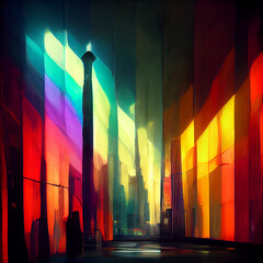 Wall Mural - lights in the night colores happy digital art ai-generated