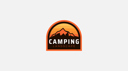 Wall Mural - Camping landscape mountain vector logo design template