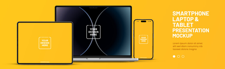 Aufkleber - 3D realistic high quality smartphone mockup with isolated background. Smart phone mockup collection. Device front view. 3D mobile phone with shadow on white background.