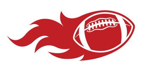 Wall Mural - american football ball in burning fire flame rugby ball vector image car sticker motorcycle decal an