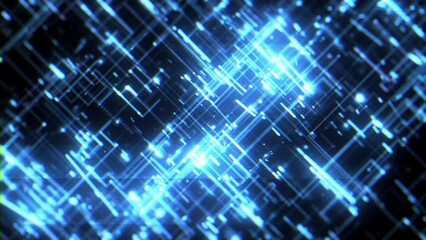 Poster - Abstract Digital Data Technology Background/ 4k animation of an abstract high technology wallpaper background visual fx of data lines and particles zooming in with ambient occlusion and depth of field