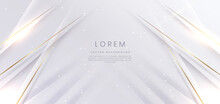 Abstract Elegant White Background With Golden Line And Lighting Effect Sparkle. Luxury Template Design.