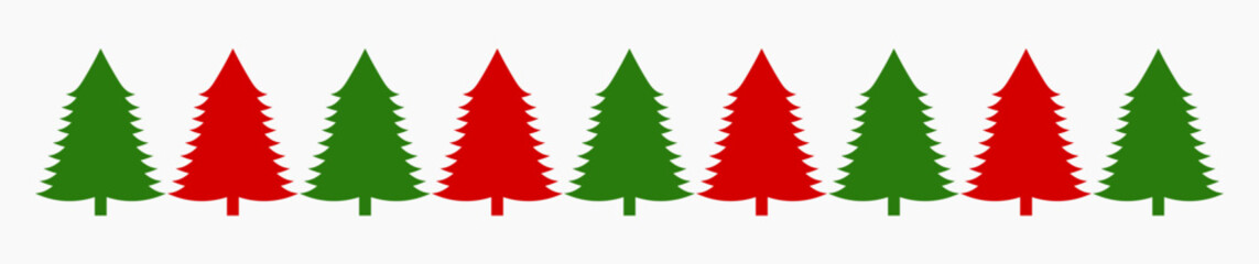 Wall Mural - christmas trees red and green border.