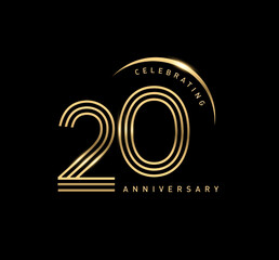 Wall Mural - 20 years anniversary celebration logotype. elegant modern number gold color