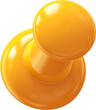 Yellow pin, push pin isolated on transparent background. 3D rendering