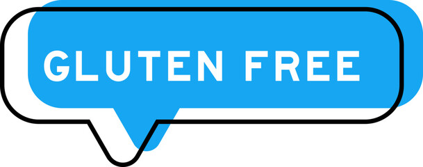 Poster - Speech banner and blue shade with word gluten free on white background