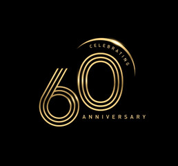 Wall Mural - 60 years anniversary celebration logotype. elegant modern number gold color