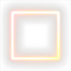 Poster - Neon light lines on png transparent background with reflection on the floor. Neon frame for your design.	
