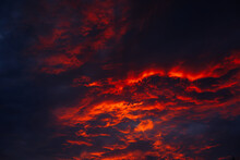 Dramatic Red Clouds During Sunset.