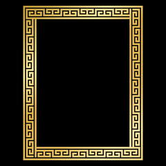Wall Mural - greek gold style border frame square frame with seamless vector illustration
