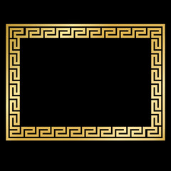 Wall Mural - greek gold style border frame square frame with seamless vector illustration