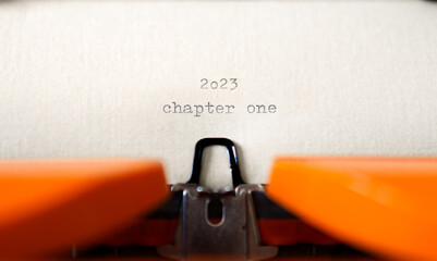Aufkleber - Old Typewriter with following text on paper - 2023 Chapter one. new years concept