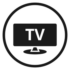 Poster - tv pictogram. television screen round black icon