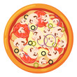Traditional italian pizza pie with mushrooms. Cartoon icon
