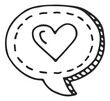Heart chat reaction sticker doodle black icon