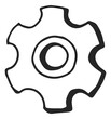 Gear doodle. Settings black icon. Mechanic symbol