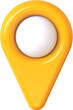 Yellow location pin isolated on transparent background. 3D rendering