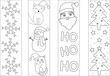 Christmas and winter holiday coloring bookmarks. Kids activity.