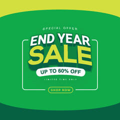 Wall Mural - Year end sale discount banner template promotion design for business. End of year sale on colorful background