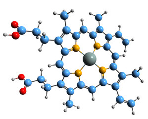 Poster -  3D image of Heme B skeletal formula - molecular chemical structure of protoheme IX isolated on white background
