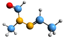 3D Image Of Gyromitrin Skeletal Formula - Molecular Chemical Structure Of Mycotoxin Carcinogen Isolated On White Background
