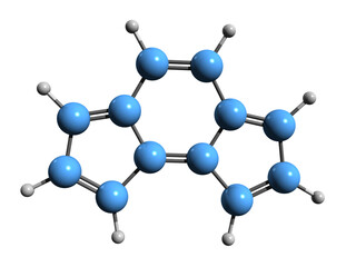 Wall Mural -  3D image of As-indacene skeletal formula - molecular chemical structure of tricyclic-fused hydrocarbon isolated on white background