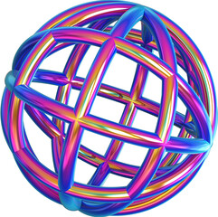 Leinwandbilder - Holographic geometric shape isolated on transparent background. 3D rendering