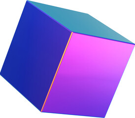 Leinwandbilder - Holographic geometric shape isolated on transparent background. 3D rendering