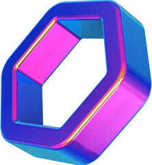 Leinwandbilder - Holographic geometric shape isolated on transparent background. 3D rendering