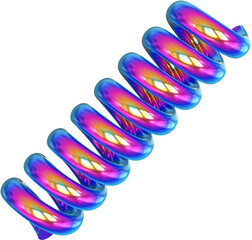 Leinwandbilder - Holographic geometric shape isolated on transparent background. 3D rendering