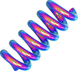 Leinwandbilder - Holographic geometric shape isolated on transparent background. 3D rendering