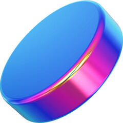 Leinwandbilder - Holographic geometric shape isolated on transparent background. 3D rendering