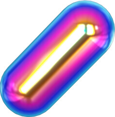 Leinwandbilder - Holographic geometric shape isolated on transparent background. 3D rendering