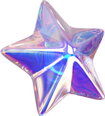 Leinwandbilder - Holographic geometric shape isolated on transparent background. 3D rendering