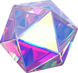 Leinwandbilder - Holographic geometric shape isolated on transparent background. 3D rendering