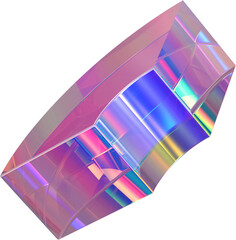 Leinwandbilder - Holographic geometric shape isolated on transparent background. 3D rendering