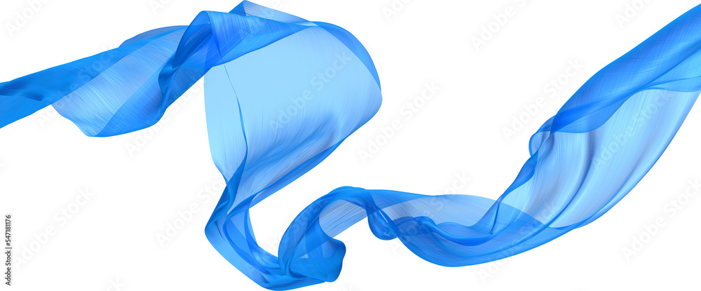 Blue fabric fluttering in the wind on transparent background Stock ...