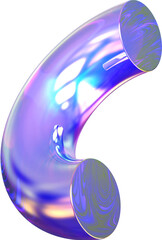 Leinwandbilder - Holographic geometric shape isolated on transparent background. 3D rendering