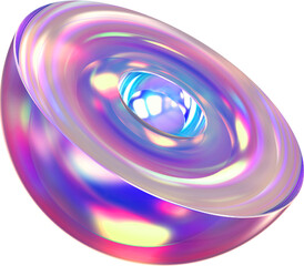 Leinwandbilder - Holographic geometric shape isolated on transparent background. 3D rendering